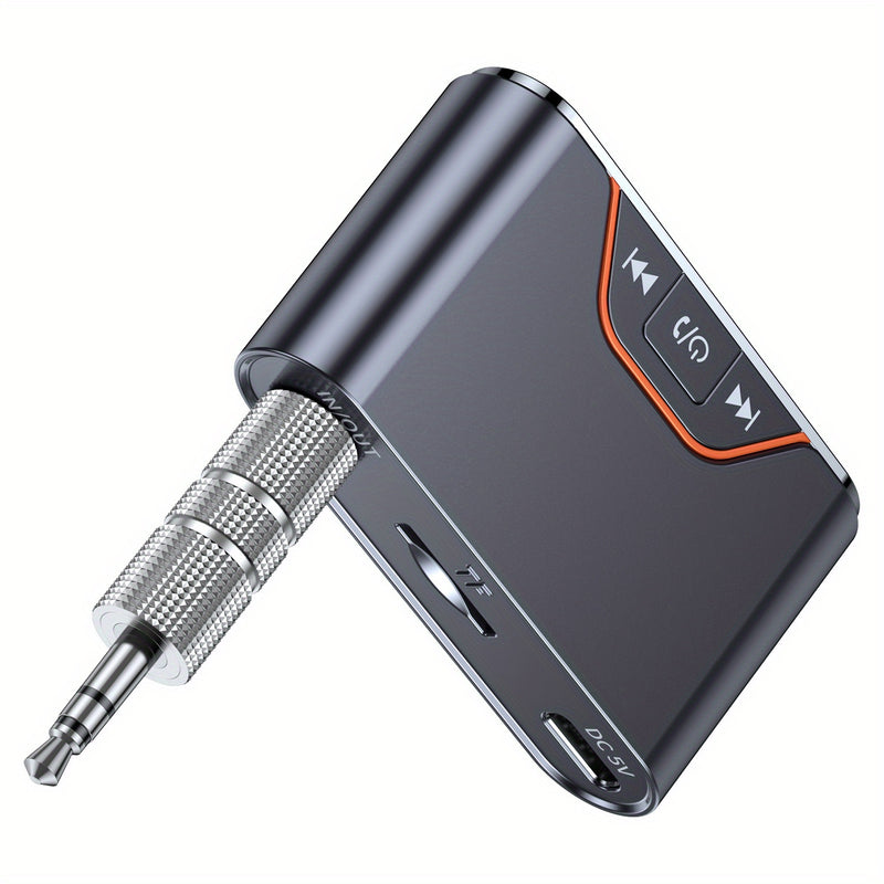 Adaptador sin varillas para Coche 5.4 - Receptor/Transmisor de Audio sin varillas, Entrada USB-C AUX, Reproducción TF/USB, Batería Recargable de Polímero de Litio, Diseño Compacto para Todos los Autos - Mejora el Sistema de Audio de tu Vehículo, Llamadas
