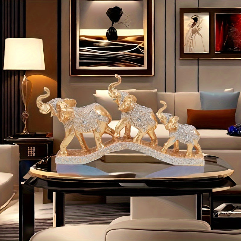 Juego de Tres Adornos Decorativos para Sala con Elefante, Soporte para TV y Barra Creativo para Entrada del Hogar