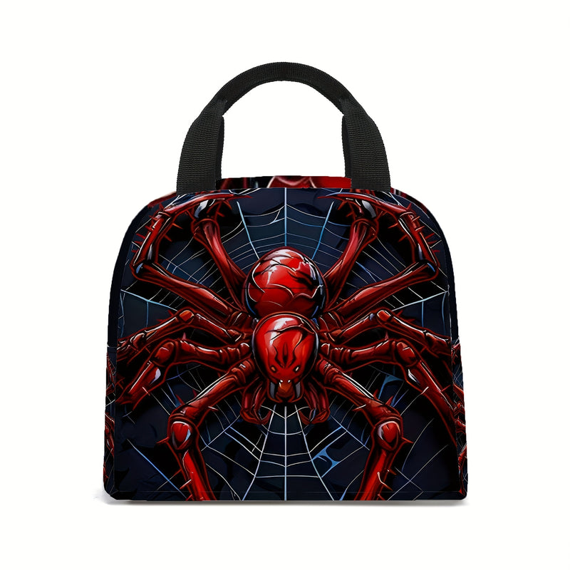 Bolsa de almuerzo aislada con estampado de arañas - Resistente de poliéster con diseño de telarañas vibrantes, sin contacto con alimentos, ideal para el trabajo, viajes y pícnic, lavable a mano, bolsa de almuerzo aislada, regreso a la escuela