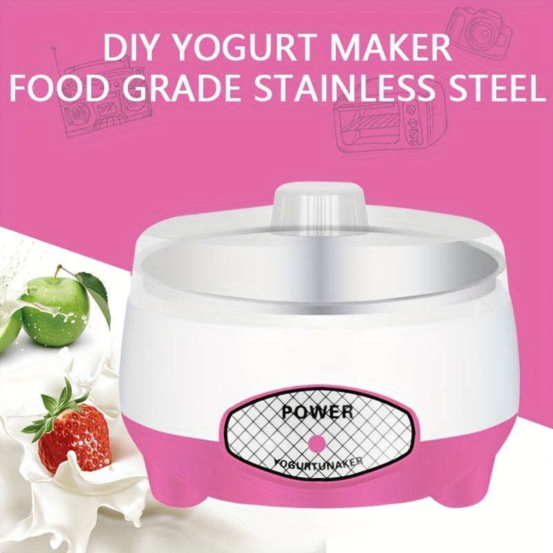 Mini Hacedor de Yogur DIY, máquina multifuncional para natto, diseño compacto, calefacción tridimensional 360°, fermentación a temperatura constante, enchufe estándar americano, revestimiento interior de acero inoxidable, capacidad de 33.814 onzas, regal