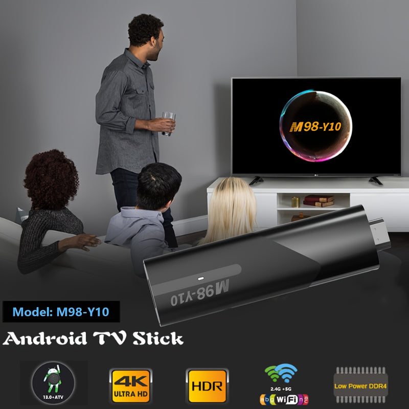 Dispositivo de streaming con control de voz de Google M98-Y10, actualizado a Android 13, mini TV Stick 4K | WiFi 6, 2.4G/5G | 2GB RAM 16GB ROM | Soporte HDR 4K | Reproductor de medios de TV inteligente mini HD, ultra compacto Plug&Play | Cine en casa por