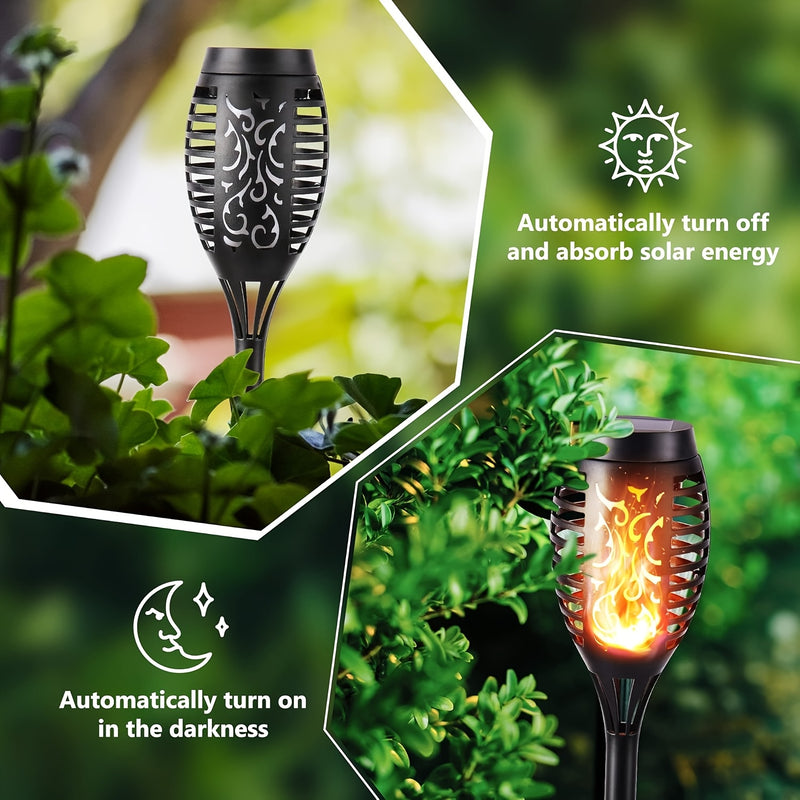 8pcs Luces Solares con Llama Parpadeante para Exteriores, Iluminación Automática de Anochecer a Amanecer Impermeable ABS para Patio, Terraza, Decoraciones del Día de la Independencia, Luces Colgantes Solares para Ambiente Exterior