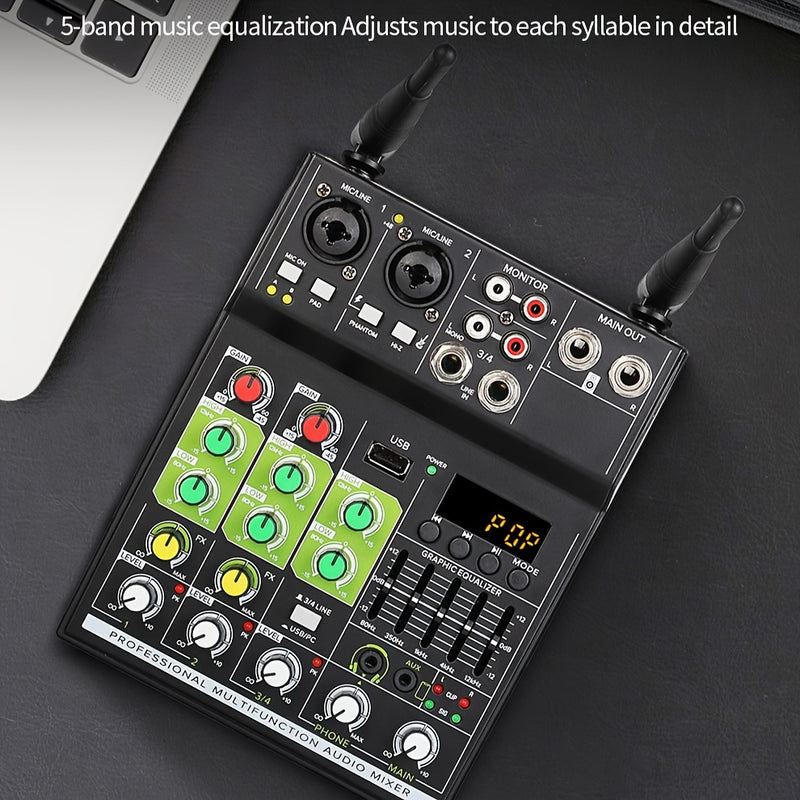 Máquina de 4 vías con micrófono inalámbrico profesional con ecualizador USB inalámbrico con efectos DSP para presentaciones en casa, escenario y KTV GT4