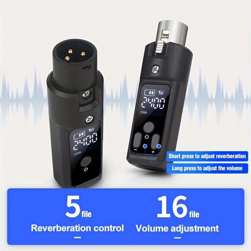 Sistema de micrófono inalámbrico UHF 2.4GHz NXG con adaptador XLR para micrófonos dinámicos, mezcladores de audio y sistemas de sonido.