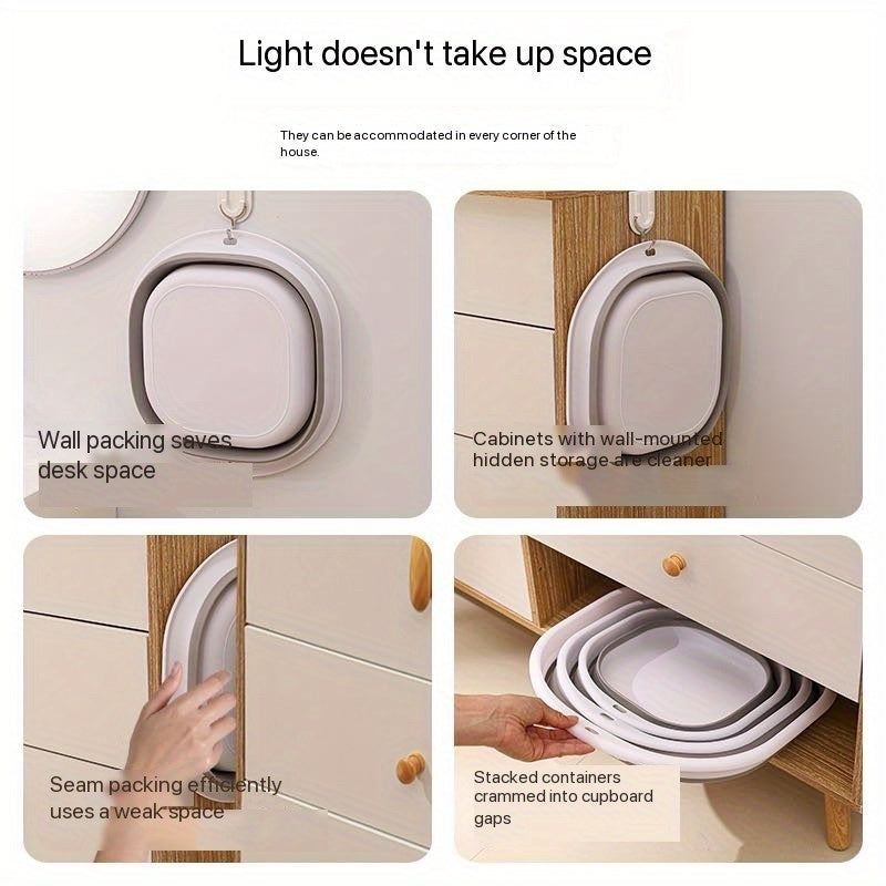 1 pieza de bañera de pies plegable y portátil de plástico duradero, adecuada para el hogar, el dormitorio, el camping, estilo moderno, diseño de almacenamiento fácil.