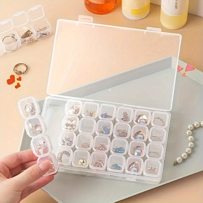 Combinación de Cajas de Plástico Transparente de 28 Compartimentos, Contenedor para Joyería y Accesorios, Utilizado para Artesanías, Cristales para Uñas, Cuentas, Almacenamiento de Semillas, Cajas de Joyería
