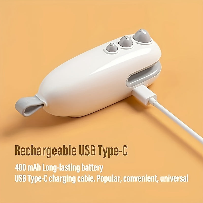 Mini sellador de snacks USB recargable - Sellador de bolsas de plástico manual con diseño de oso lindo, ideal para frutas, snacks y bolsillos, solución portátil de almacenamiento de alimentos, solución de almacenamiento de alimentos | Diseño de oso lindo