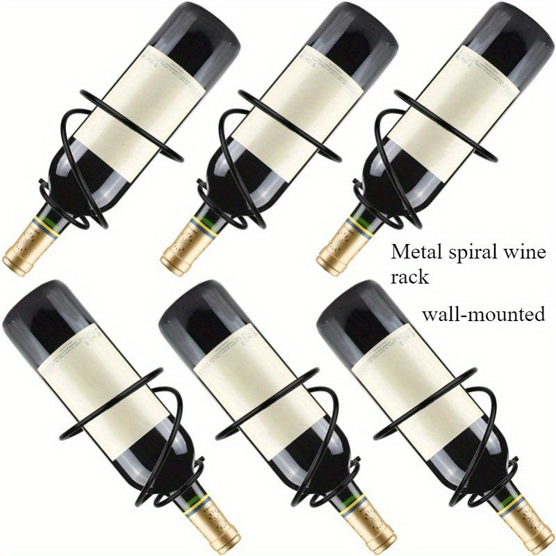 6 piezas, soporte de vino colgante espiral creativo de metal, montaje en pared, exhibidor de botellas de vino rojo, rac de vino