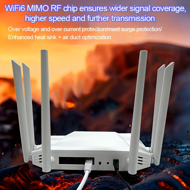 Roteador AX3000 WiFi 6 de YLEEGS, con Gigabit Ethernet, doble banda 5G/2.4G, amplia cobertura, conexión ininterrumpida, sin bloqueos, fácil visualización para juegos, oficina y entretenimiento, enchufe de EE. UU., 110V/220V, sin batería, antena incluida,