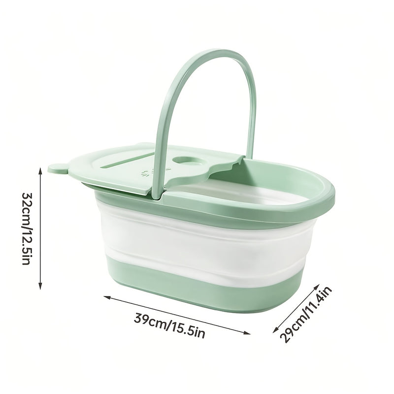 1 pieza de bañera de pies plegable con masajeador incorporado - Gran piscina de relajación para remojar, no necesita electricidad, diseño portátil para uso en el baño del hogar y spa, accesorio de autocuidado, tapa interior naranja, tapa acolchada suave