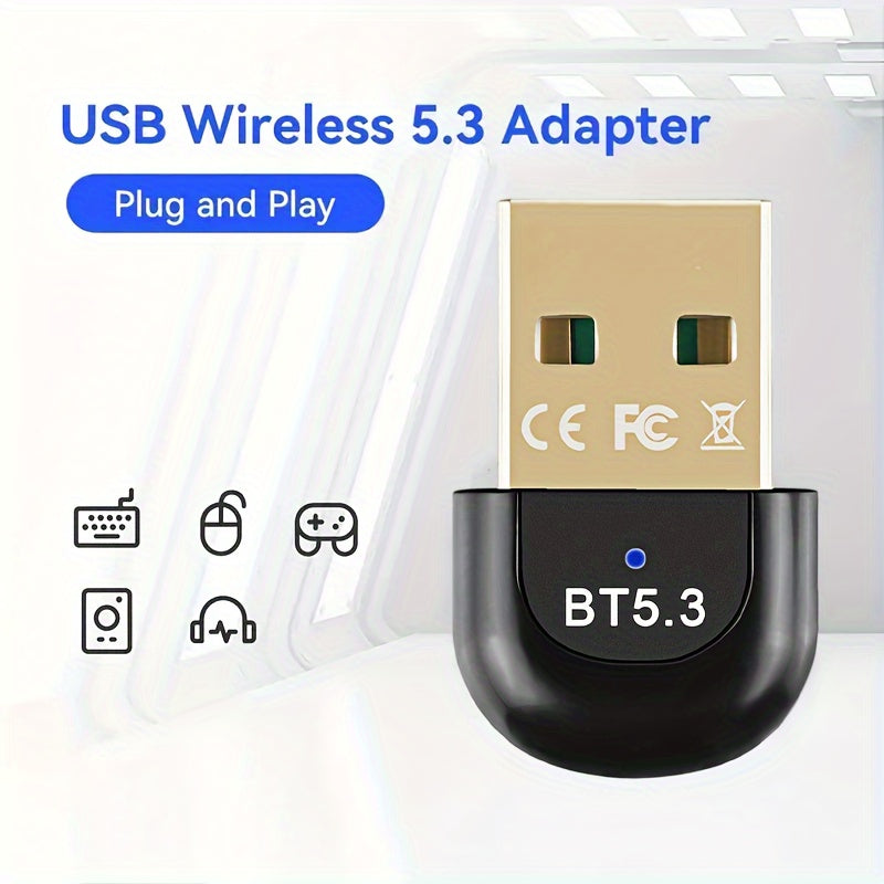 Adaptador de red USB BT5.3, receptor de ultralarga distancia con dongle USB, distancia máxima de 20m/65.61 pies (distancia abierta), adecuado para computadoras/auriculares/tarjetas de teclado/ratón/altafalantes y otros dispositivos, solo compatible con W