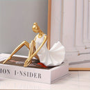 Escultura de Resina Elegante Bailarina de Ballet Dorada - Decoración Estilosa para Salón, Dormitorio o Estudio - ¡El Regalo Perfecto de San Valentín para Amigos y Enamorados!