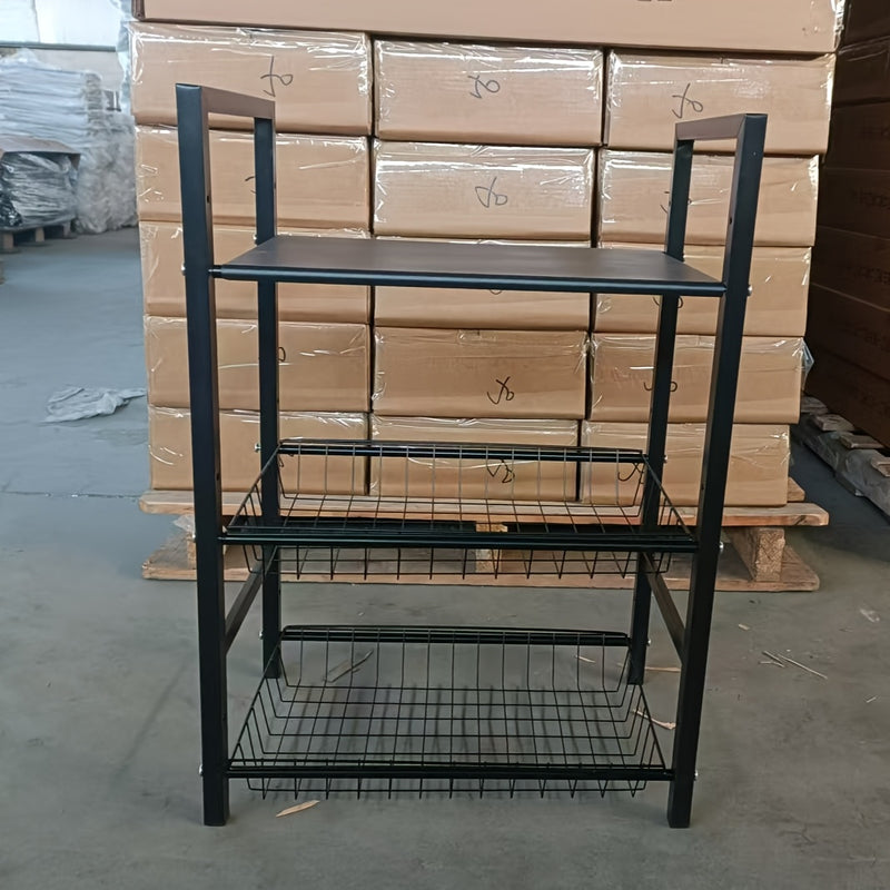 Carrito de Almacenamiento Metálico de 4 Niveles con Ruedas | Organizador de Cocina Multiusos para Frutas, Verduras y Utensilios | Acabado en Pintura Horneada Negra | Diseño Desmontable para Montaje Fácil | Construcción Metálica Resistente | Perfecto para