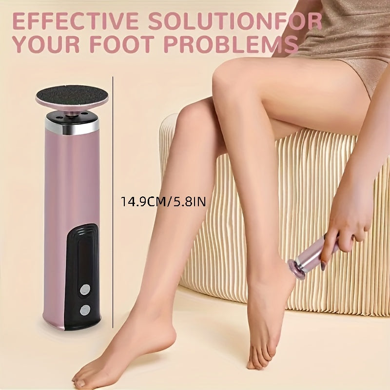 XFF Conjunto de herramientas de exfoliación de pies rosas y púrpuras nuevas, máquina de pedicura de velocidad ajustable con discos de papel de lija, adecuada para hombres y mujeres para exfoliarse en casa o en salones de belleza - Portátil y de remoción