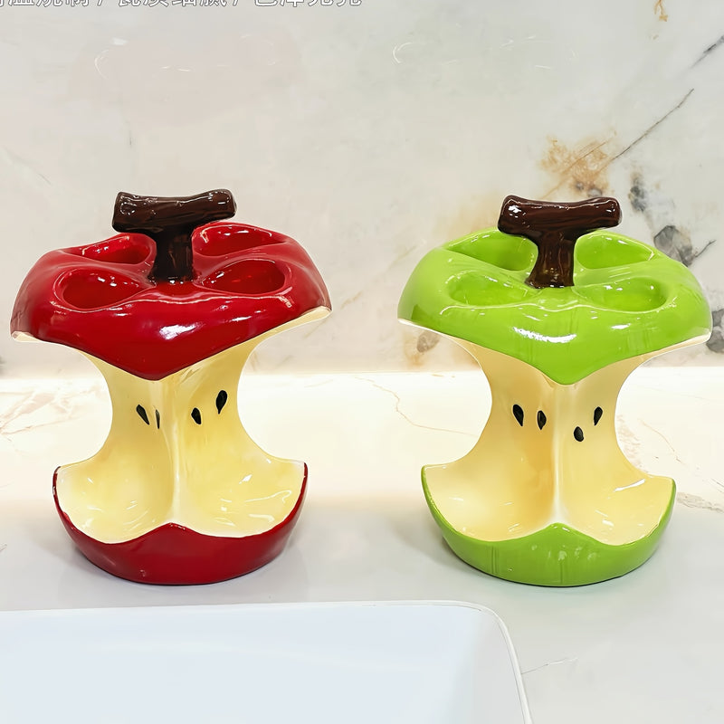 Portacepillos cerámico innovador y original en forma de núcleo de manzana, práctico y decorativo: la elección perfecta para el hogar o como un regalo especial