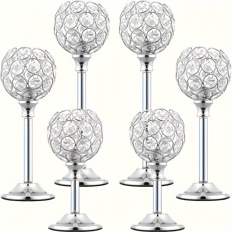 Juego de 6 piezas, 3 tamaños, portavelas de cristal, soporte para velas de metal, ideal para decoración de bodas, adornos de mesa, decoración de chimenea y ambiente en la sala de estar, decoración de pared, perfecto para Navidad, regalo ideal