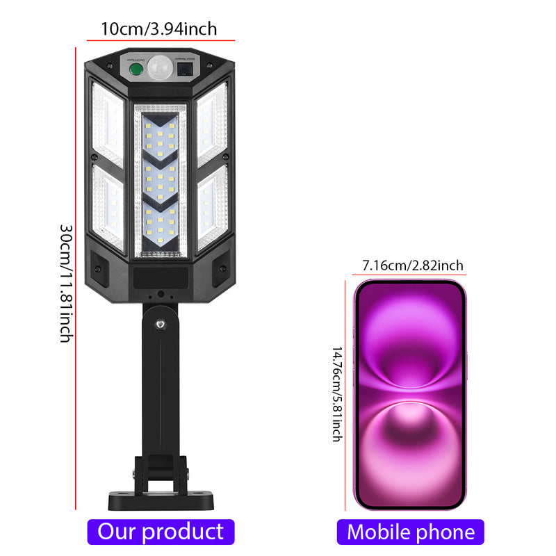 Luz Solar Súper Brillante de 43LED con Sensor de Movimiento y Control Remoto, Lámpara de Calle para Jardín Exterior, 3 Modos de Iluminación, Instalación Fácil