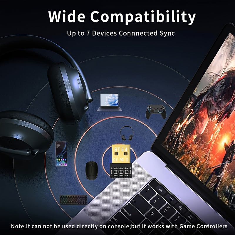 Receptor de dongle inalámbrico USB, compatible con 5.3/5.1/5.0/4.2/4.1/4.0 y otras versiones de dispositivos, adecuado para computadoras/auriculares/teclados/mouse habladores y otros dispositivos, Windows11/10/8.1, enchufe y juego, adaptador de red inalá