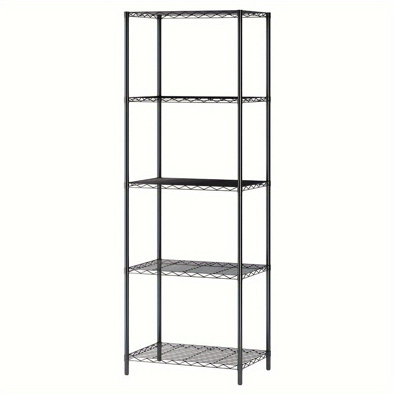 Estante de almacenamiento de metal clásico de 5 niveles, estante organizador de montaje en el piso de almacenamiento abierto para cocina, baño, dormitorio y sala de estar - Isla de almacenamiento estacionaria sin materiales de madera - Uso sin electricid