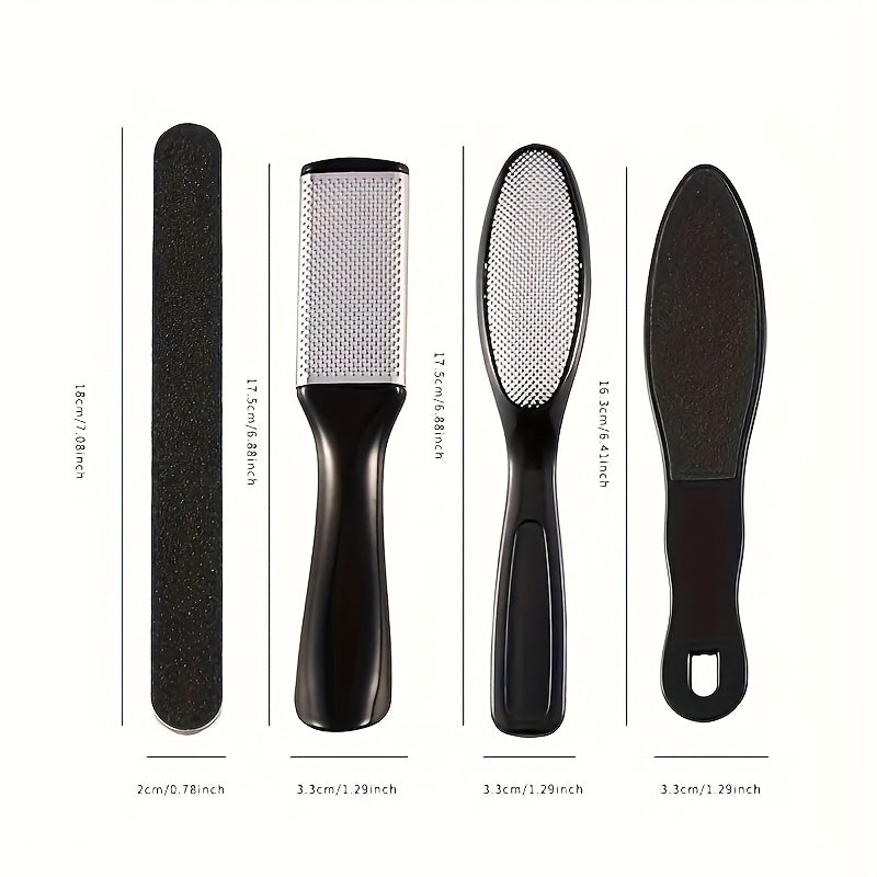 Kit Profesional de Spa para Pies, Cuidado de 10 en 30.48 cm, Juego de Acero Inoxidable para el Cuidado de los Pies, Removedor de Piel Muerta y Pedicura, Conjunto de Lima para Pies con Quitapelotas (Negro)