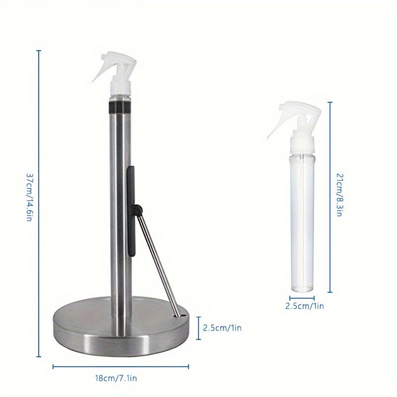 Soporte 2 en 1 para toallas de papel con botella rociadora, base para spray y rollo de papel, soporte para toallas de papel con limpiador, soporte para papel de cocina con botella rociadora