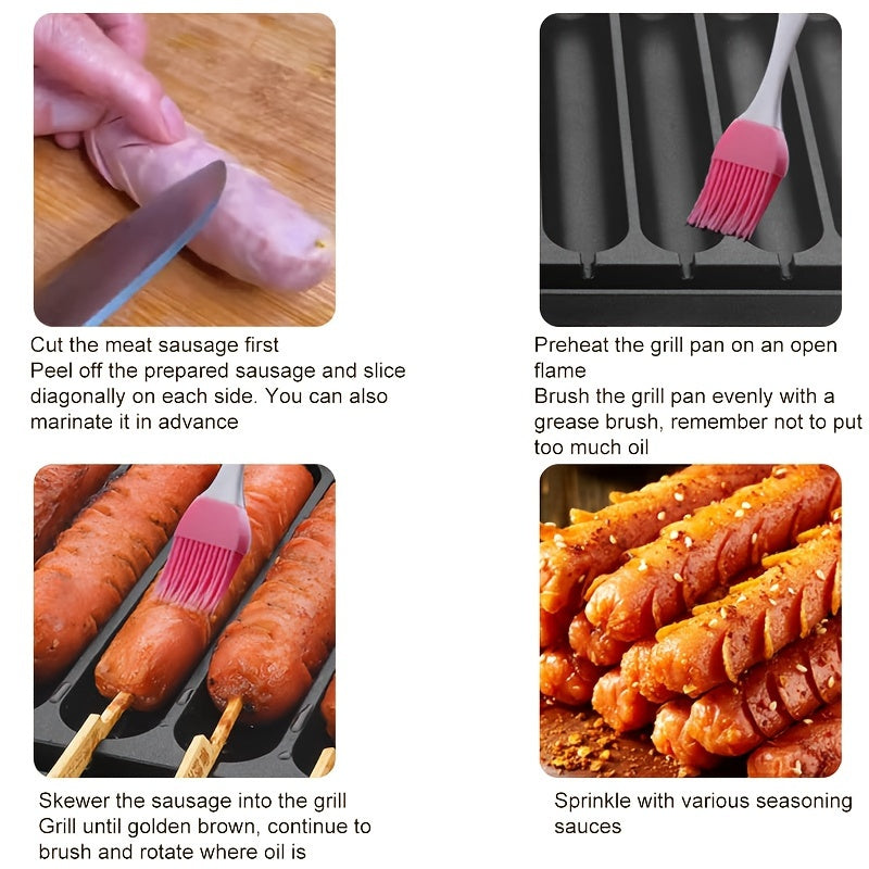 Sartén para Salchichas Antiadherente Versátil - Apta para 6/8 Hot Dogs, Perfecta para Barbacoas en Interiores y Exteriores, Fácil de Limpiar y Diseño que Ahorra Espacio