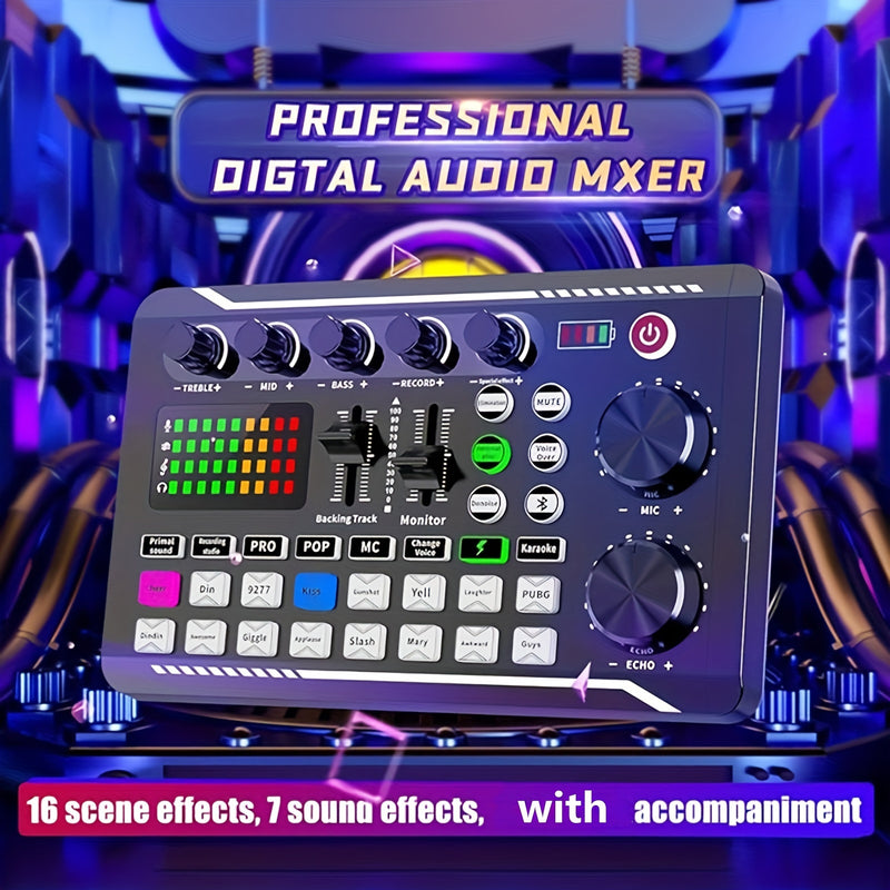 ROMOSON Mezclador de Audio Profesional, Carga USB, Estudio de Podcast Todo en Uno con Efectos de DJ y Cambiador de Voz, Compatible con PC/Smartphone para Transmisión, Juegos, Batería de Litio ≤36V