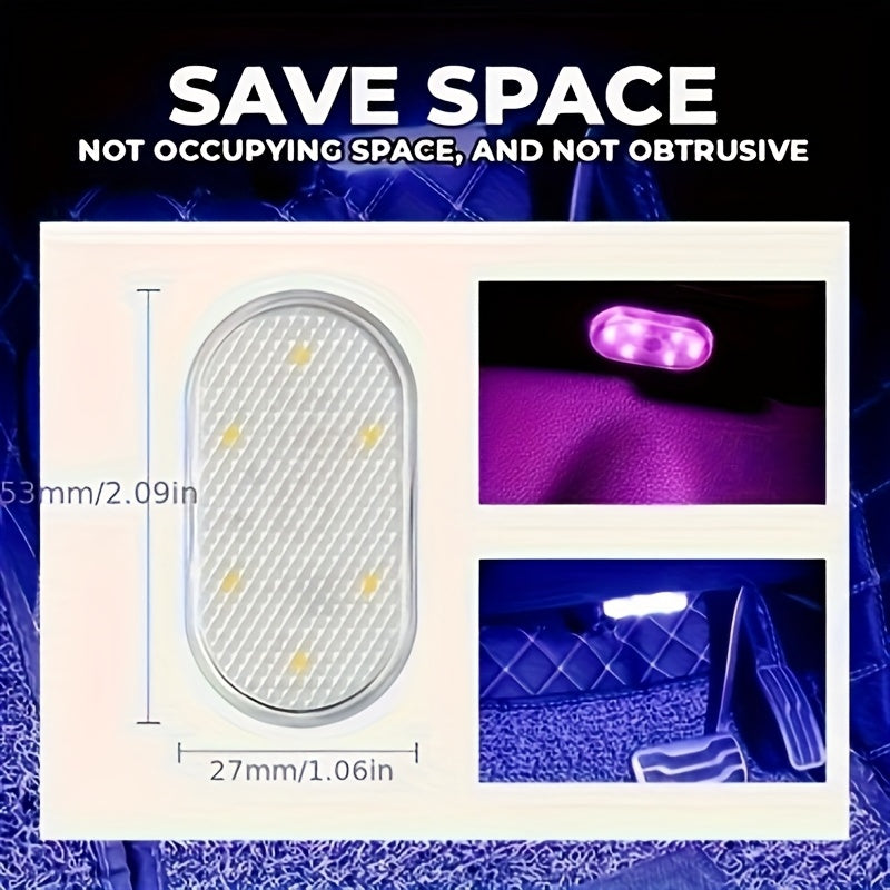 1 pieza / 4 piezas Luz LED para piso de auto universal recargable por USB, sensible al tacto, voltaje de operación ≤36V, compatible con autos, camiones y camionetas