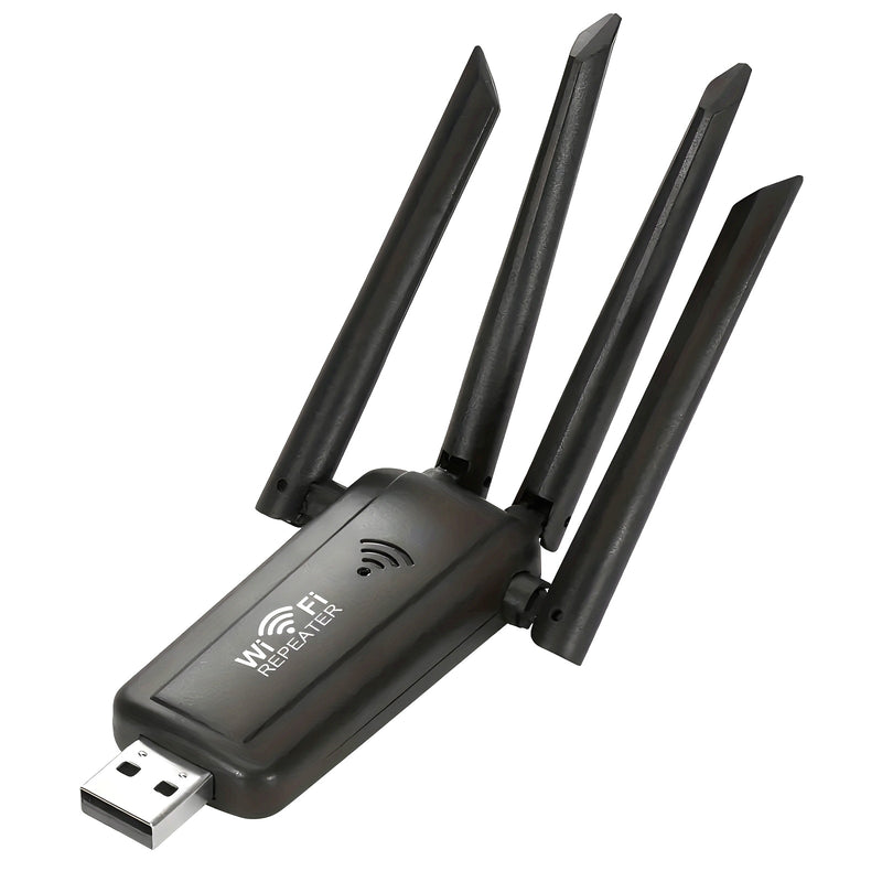 1pc Amplificador de Señal WiFi, Amplificador Inalámbrico de 2,4Ghz con 4 Antenas, Alimentado por USB, Tasa de Transferencia de Datos de 300Mbps, Mejora la Penetración de la Señal Fuerte, Ideal para Uso en el Hogar y la Oficina, Accesorio de Wi-Fi para Of