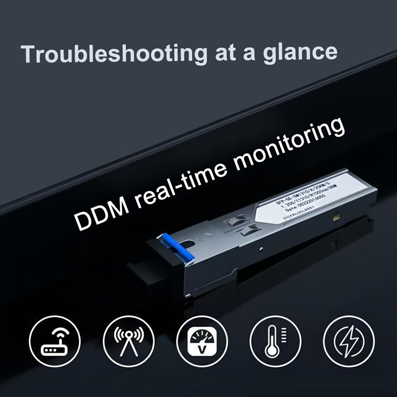 1/1 Par, 1,25 G SFP Gigabit LC Multi-Modo Doble Fibra Módulo Óptico, Distancia de Transmisión 500 m, Detección en Tiempo Real DDM, Plug-and-Play, Adecuado para Cisco y otras marcas, Adecuado para conmutadores de fibra, transceptores de fibra, routers de