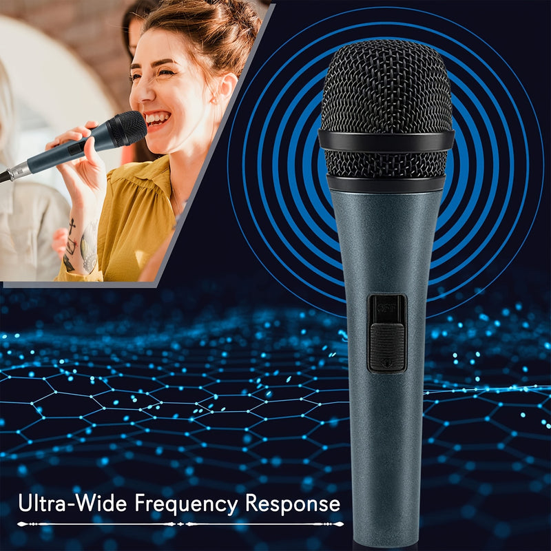 2-Pack Micrófonos Dinámicos Inalámbricos Portátiles, Diámetro Pequeño de Metal con Soporte y Clip, Conector XLR, Sin Cargar, para Karaoke y Canto - Cable No Incluido