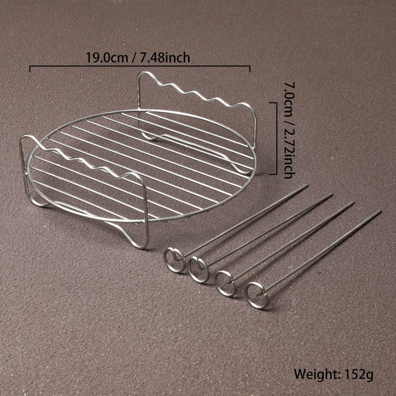 1pc Rejilla para Freidora de Aire de Acero Inoxidable con 4 Brochetas - Doble Capa, Incluye Alfombrilla de Silicona, Ideal para BBQ y Horneado, Regalo Perfecto para Mamá, Esencial en la Cocina
