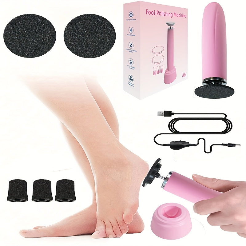 Removedor eléctrico de callos con velocidad ajustable, 3 almohadillas de lijado y 3 cabezales para uñas – Herramienta multiusos para pedicura, exfoliación y eliminación de piel muerta, acabado metálico para hombres y mujeres