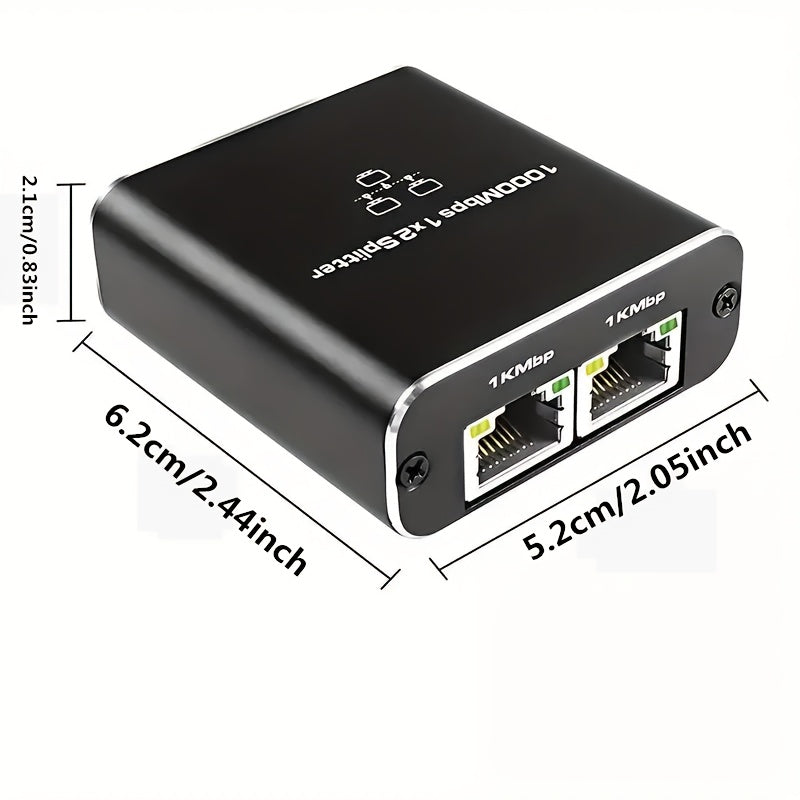 Divisor de Ethernet de 1 a 2 Gbps - Divisor de red con cable de alimentación USB, adaptador de divisor de Internet RJ45, velocidad de 1000 Mbps, adecuado para cables Cat 5/5E/6/7/8 para conectar 2 dispositivos simultáneamente.