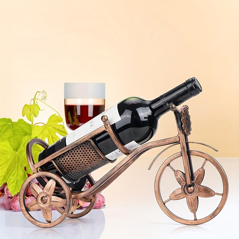 1pc Soporte para Vino con Forma de Bicicleta, Soporte de Vino de Metal Independiente para Mesa con Acabado Cepillado - Ideal para Decoración de Bar en Casa y Regalos de Vino