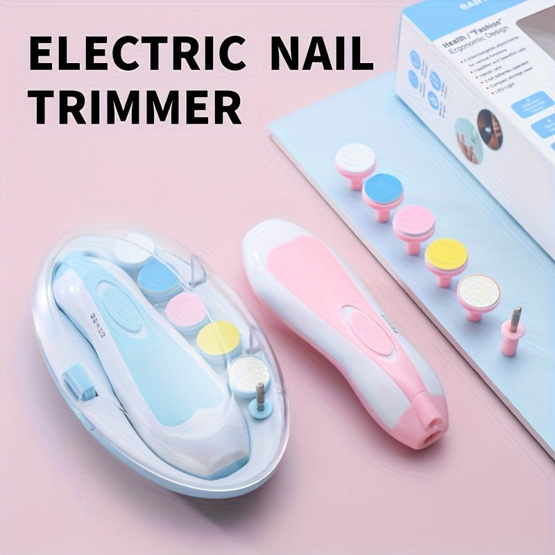 Kit de Cortaúñas Eléctrico 6 en 1 para Adolescentes, Rosa y Azul - Incluye Luz LED, 6 Alisadores y Lima, Seguro y Fácil de Usar desde Jóvenes hasta Adultos - Ideal para Manicura y Pedicura, Accesorios para Uñas