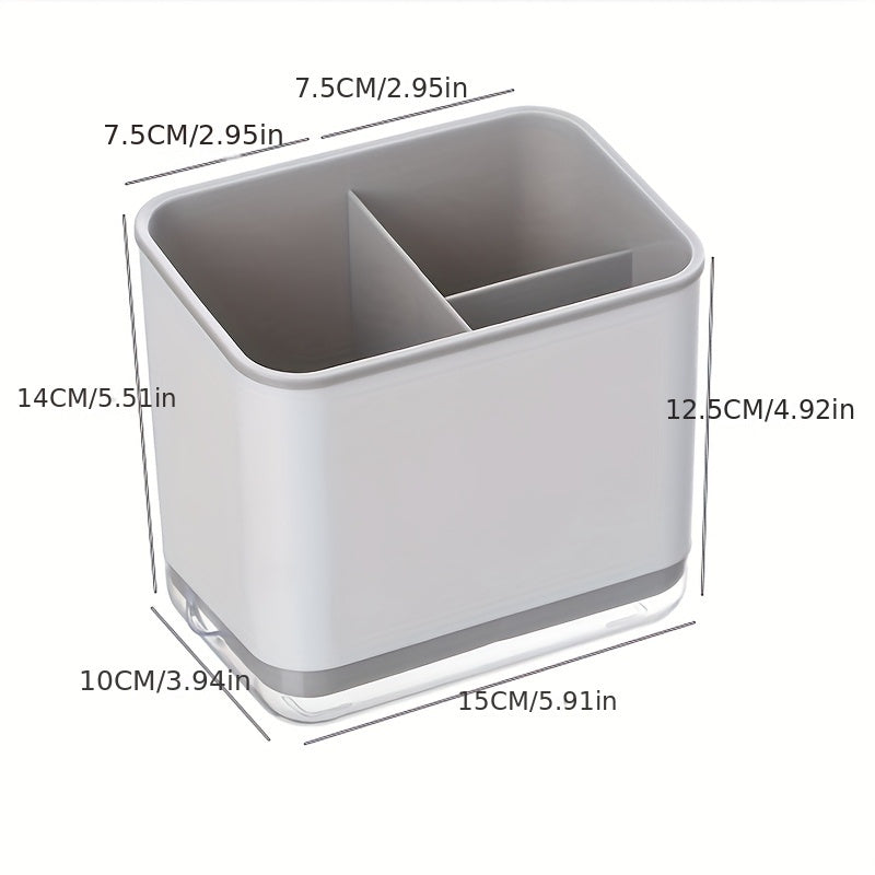 1pc Organizador de Utensilios de Cocina Multifuncional con Drenaje - Portacubiertos de Plástico Duradero, Caja de Almacenamiento Desmontable y Lavable para Palillos, Cucharas, Tenedores, Cuchillos y Más - Caddy de Encimera que Ahorra Espacio