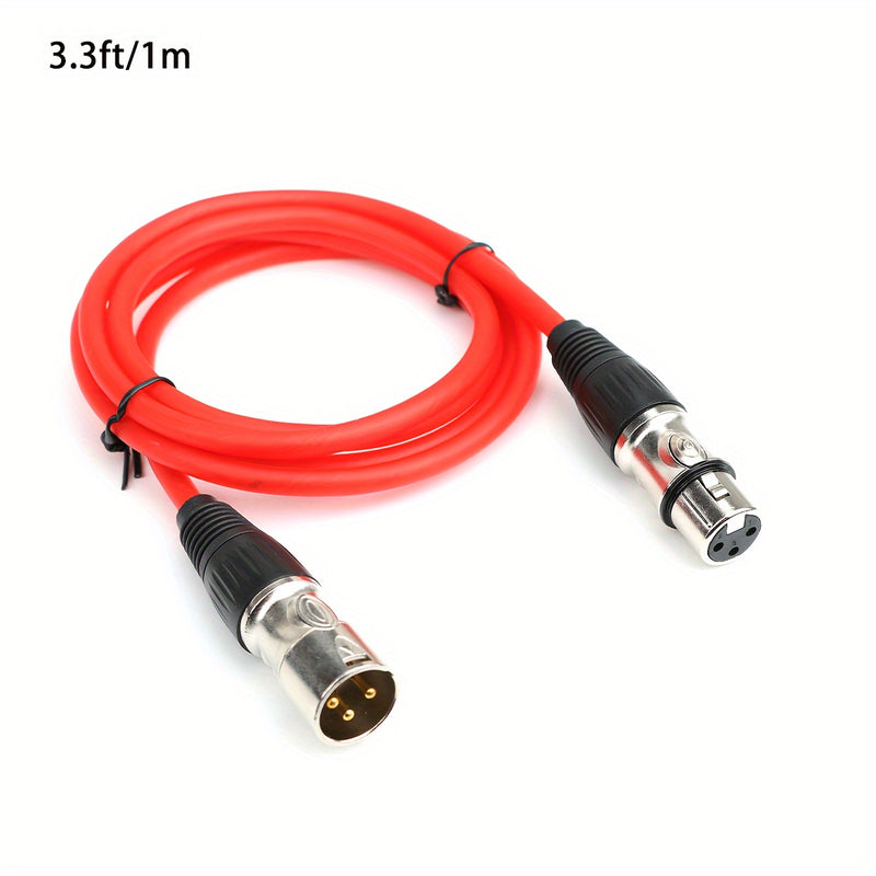 Cable de Audio XLR Premium i-Zclive - Aleación de Zinc con Cierres a Presión, Cable de Micrófono Balanceado de 3 Pines Macho a Hembra, Rojo con Conectores Negros para Estudio, Preamplificadores, Sistemas de Altavoces y Estaciones de Radio