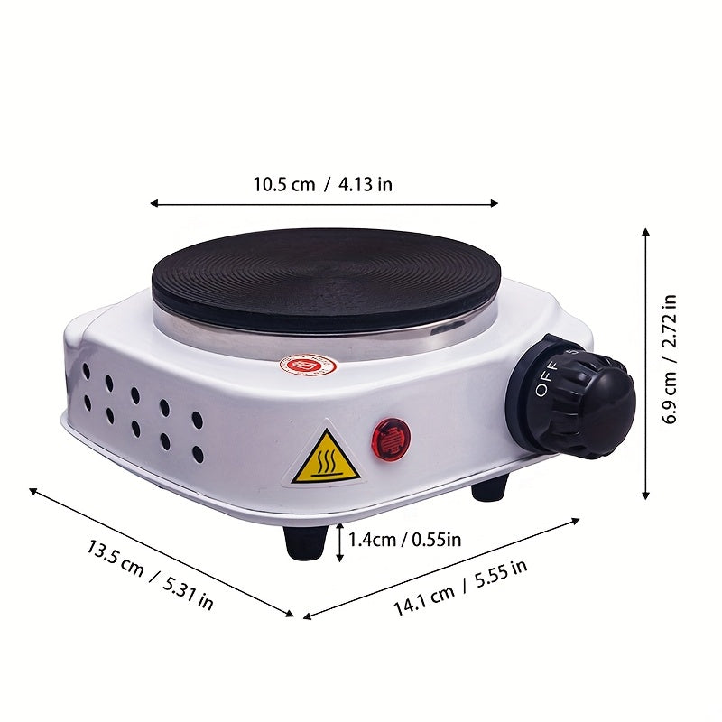 Estufa pequeña blanca de alta potencia 500W, ideal para hervir agua, hacer té y preparar café. Perfecta para el hogar, la oficina o viajes. Un regalo navideño ideal