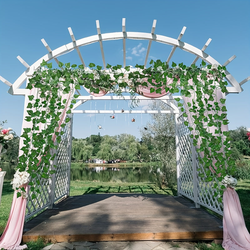 12pcs Enredaderas Artificiales de Hiedra, Guirnalda de Hojas Colgantes de Plantas de Hiedra para Decoración de Pared de Habitación, Jardín, Oficina, Boda, Guirnalda de Hojas de Hiedra Verde para Colgar en la Pared, Decoración de Jardín para el Hogar, Fal