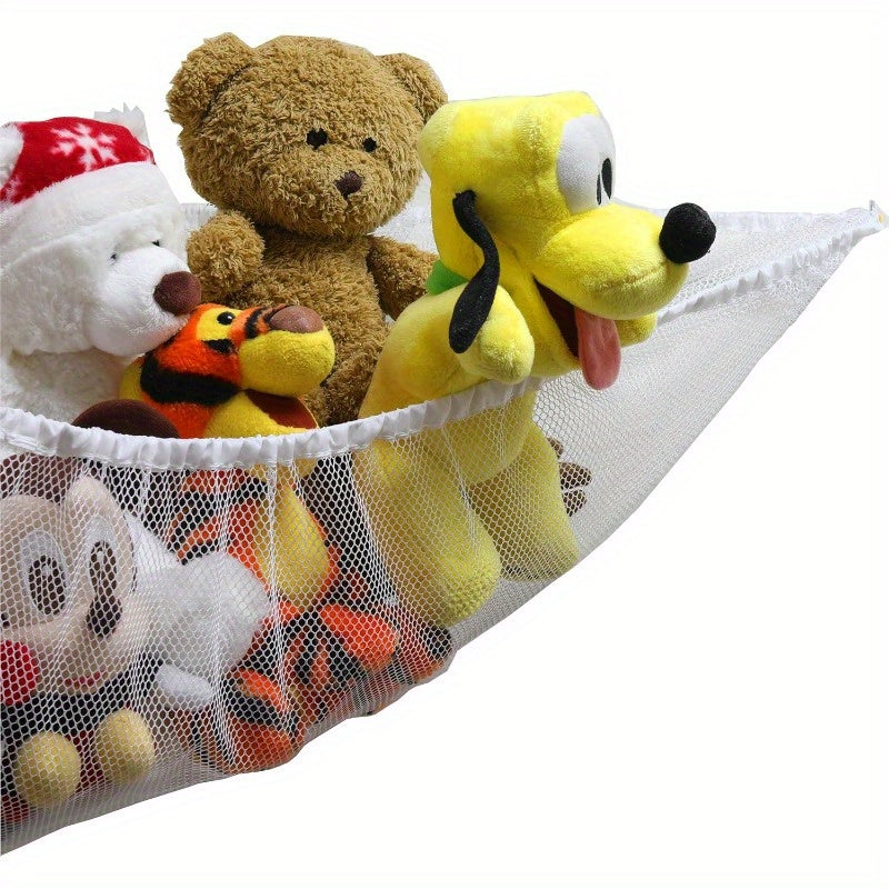 Conjunto de 2 - Gran red de almacenamiento de juguetes para peluches, Color: Blanco