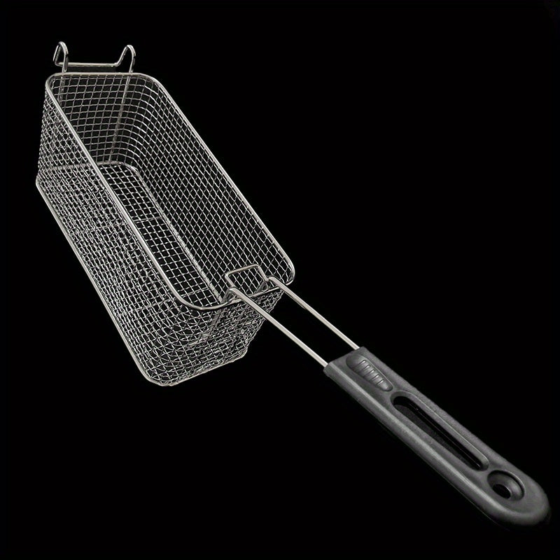 Cesta de freír cuadrada de metal plegable con asa - Ideal para papas fritas, nuggets de pollo y snacks | Cernidor de cocina duradero para freidoras y vaporeras | Perfecto para entusiastas de la cocina, cesta de freír para freidoras