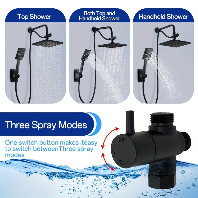 Un conjunto de material ABS, cubierta de cabezal de ducha de alto flujo, cabezal de ducha de mano dos en uno, manguera extendida, cabezal de ducha distribuidor de agua de tres vías, cabezal de ducha, accesorios de ducha