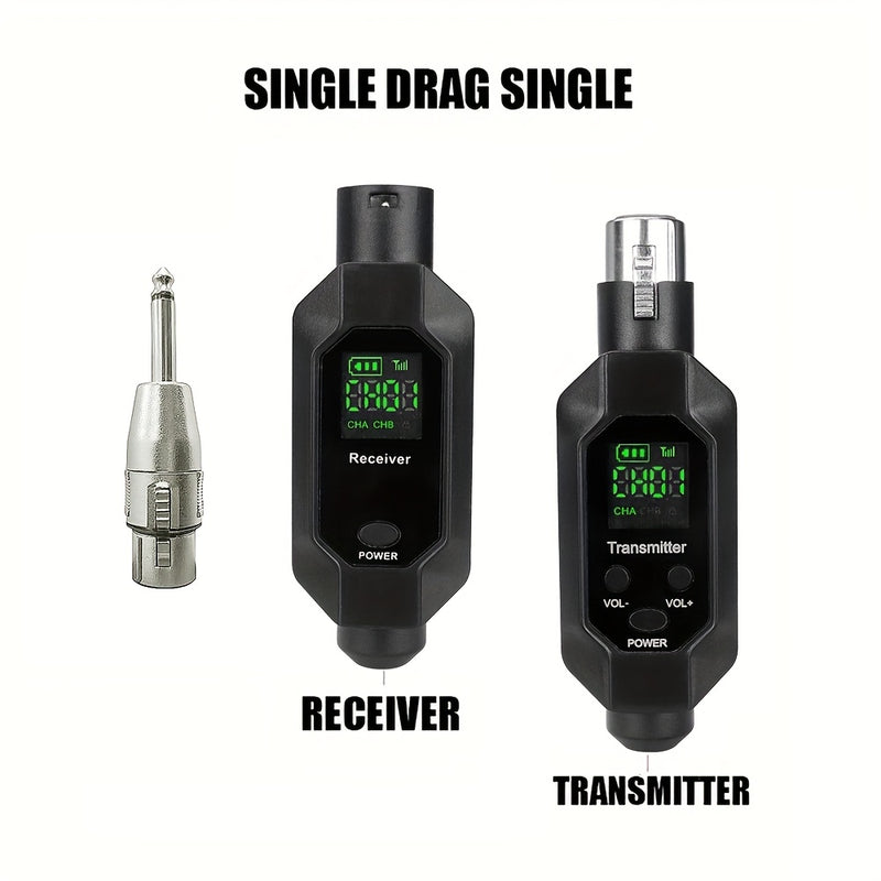 Sistema inalámbrico de micrófono XLR, transmisor y receptor de 2.4 GHz, adaptador inalámbrico recargable para micrófono dinámico y mezclador de audio
