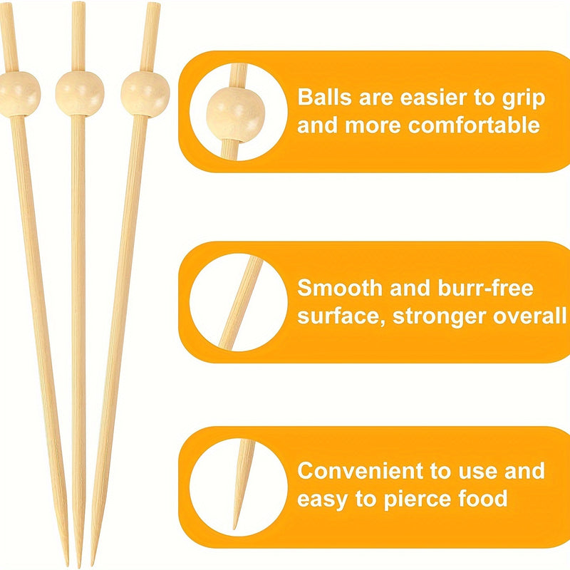200 Palillos de Madera Natural para Cócteles - 11.94 cm Pinchos Decorativos para Bebidas, Aperitivos y Snacks de Fiesta, Perfectos para Frutas, Verduras y Tablas de Charcutería