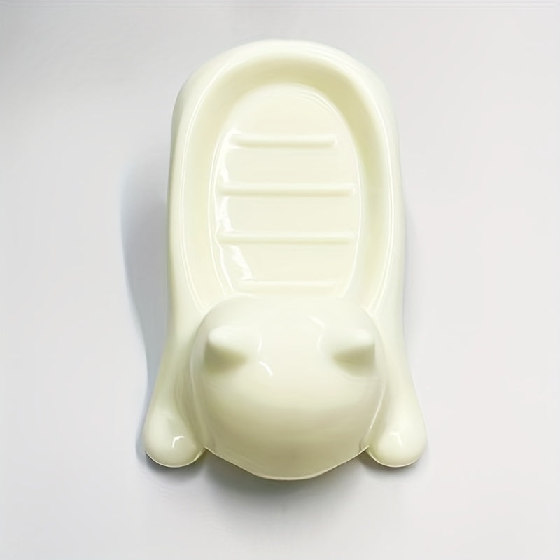 Porta jabón divertido con diseño de gato animado, color blanco y rosa brillante, con drenaje, soporte plástico decorativo para baño, ideal para guardar jabón y esponjas, accesorios para baño, diseño juguetón, acabado brillante