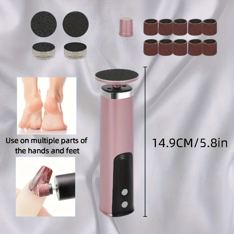 2025 Nuevo Lijador Eléctrico de Pies, Control con Un Botón para Eliminar Callosidades y Grietas Beige Claro, Recargable con Almohadillas Reemplazables, Kit de Pedicura para Grietas en Talones de Hombres y Mujeres