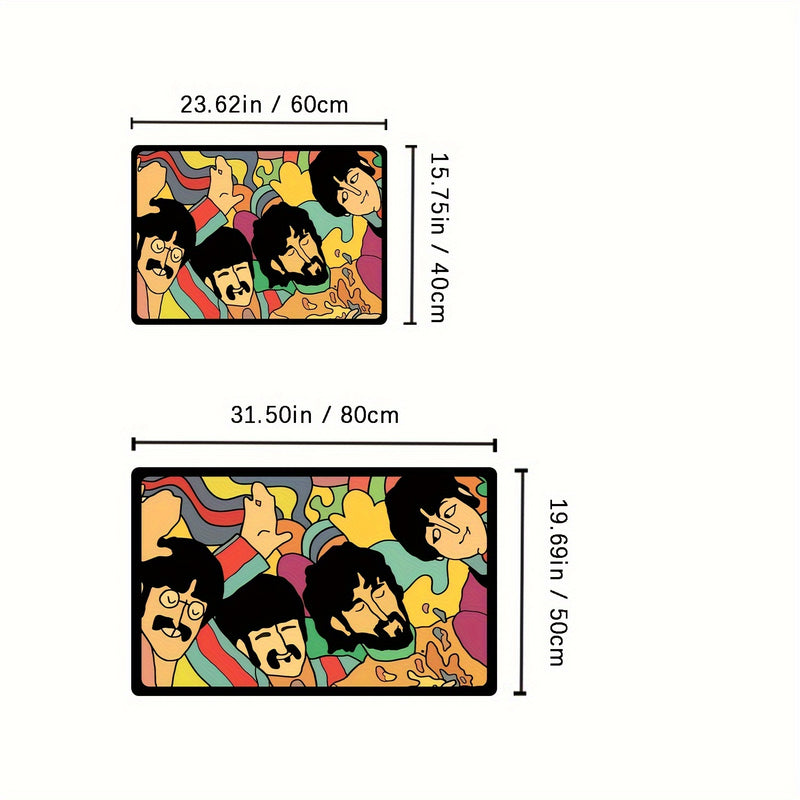 Alfombra retro de banda musical, 1 unidad, ideal para interiores y exteriores, resistente y lavable, decorativa, regalo exquisito para amantes del rock