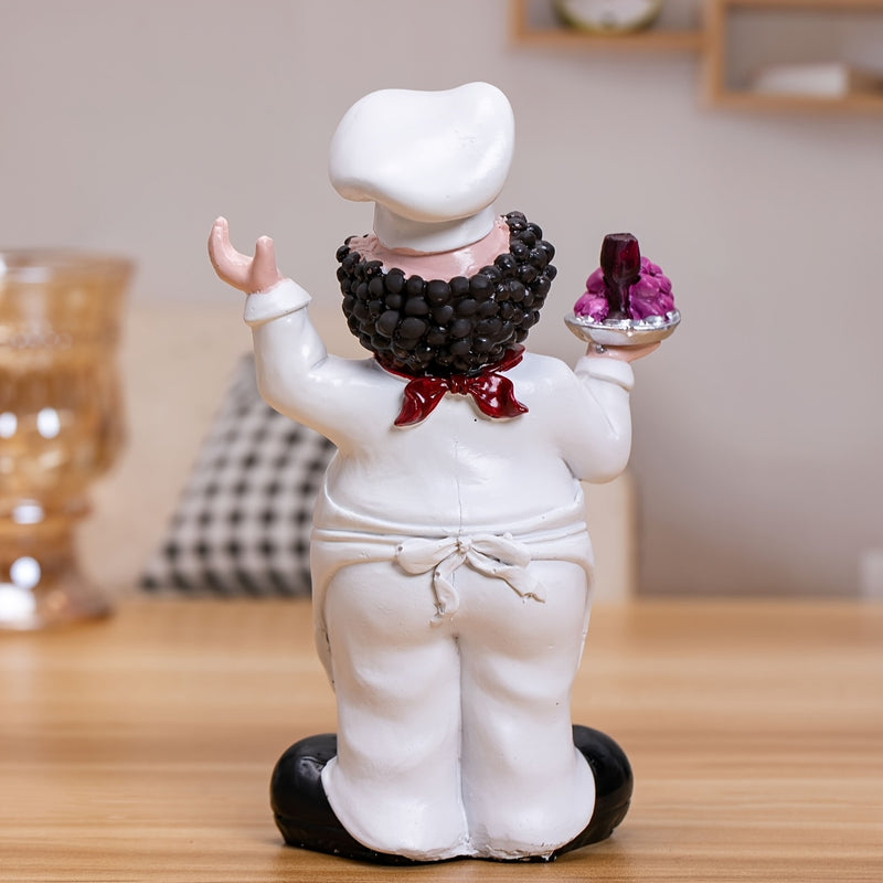 1pc Figura de resina de chef de caricatura - Adorno de canto para decoración interior y exterior, ideal para Navidad, Janucá, Acción de Gracias, Ramadán, Día de la Madre - No necesita electricidad