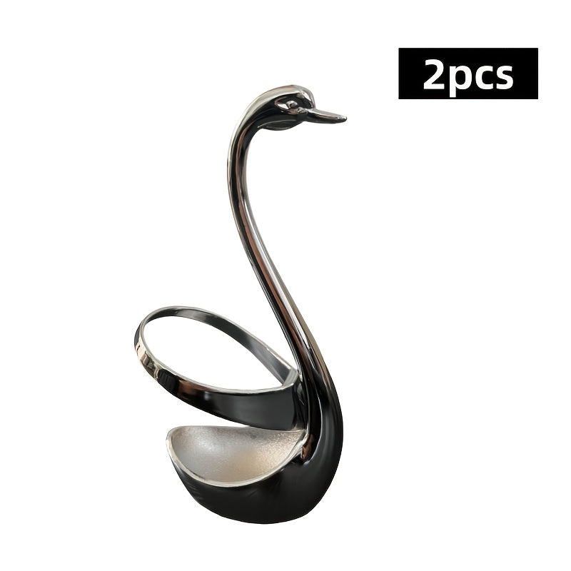 2 piezas de soportes verticales de base de cisne de acero inoxidable, utilizados para almacenamiento y exhibición de vajilla en el hogar y restaurantes, organizador de cubiertos | Vajilla elegante | Soporte duradero